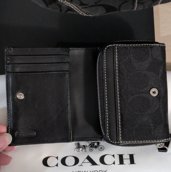 Y2K Coach Hobo In Black Signature Jacquard and Wallet SET Rare Vintage Coach Bag - Picture 10 of 13